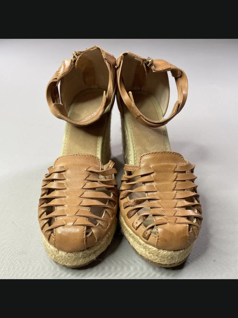 NEW Tommy Bahama Shoes Womens 7 brown leather jute Rakona wedge heels summer